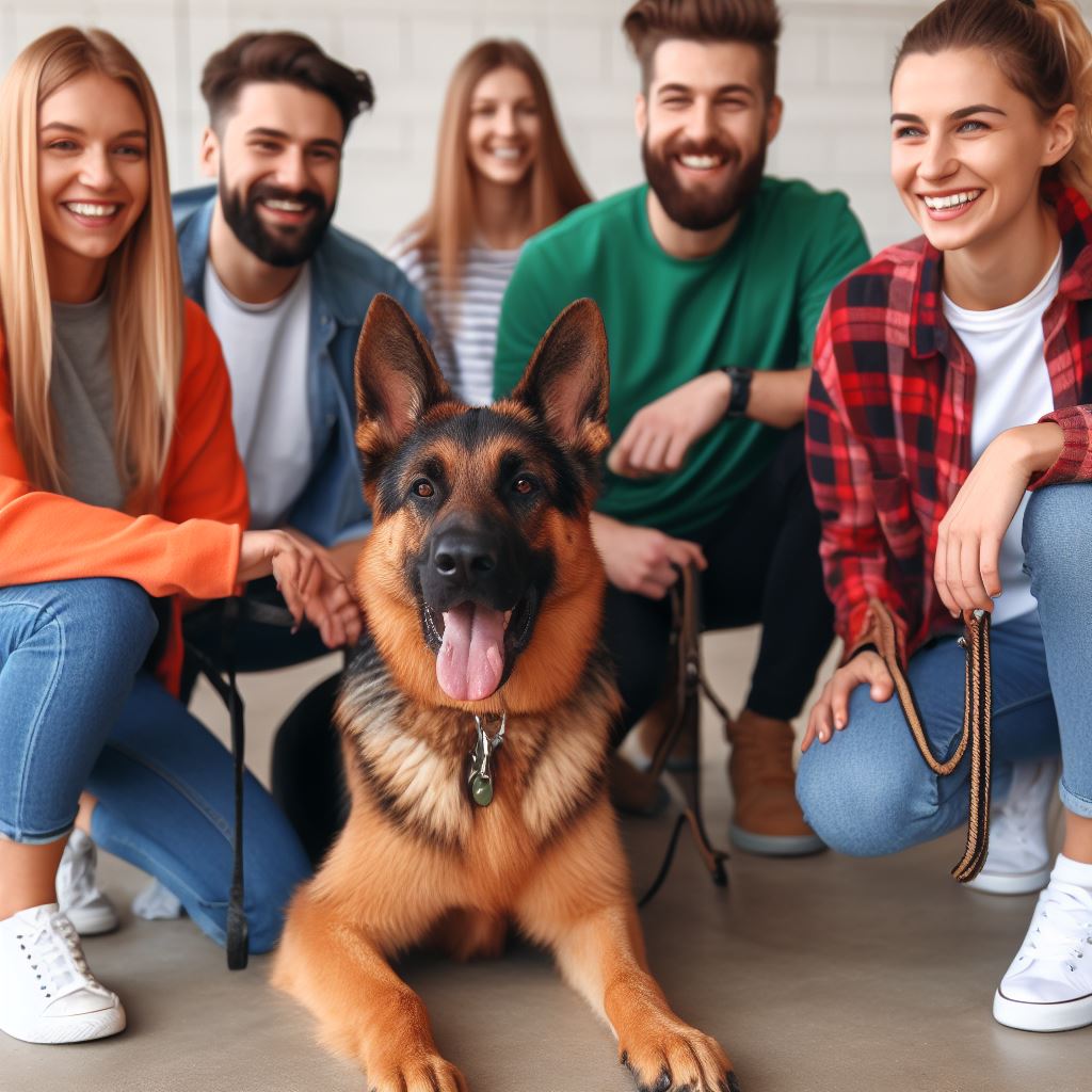 Group of people sharing dog training knowledge